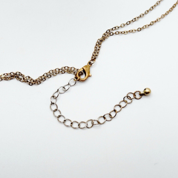 Multi Strand Layered Necklace Gold Tone Natural Stone Coin Feather Boho 26-28" - Picture 5 of 6